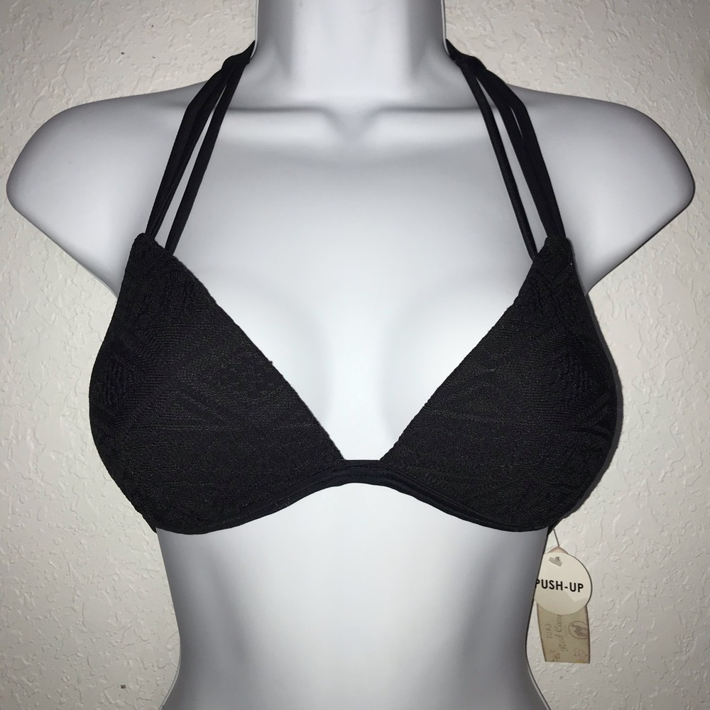 NWT Red Camel Women Push Up Lace Bikini Swimsuit Top M * Black